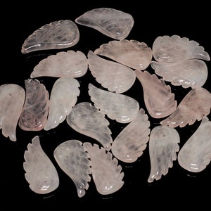 19X10MM  Rose Quartz Gemstone Grade A Carved Angel Wing Beads BULK LOT 2,6,12,24,48 (90187158-001)