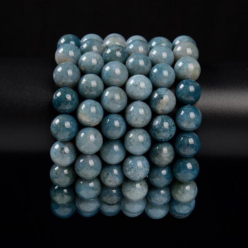 Round R Blue 50 Natural Blue Ocean Jasper Gemstone Round Bracelet 7MM 8MM 9MM 10MM 7.5 ...