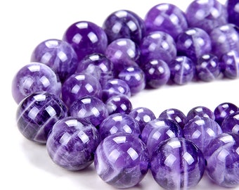 Dogtooth Chevron Amethyst Gemstone Round 6MM 8MM 10MM Loose Beads BULK LOT 1,2,6,12 and 50 (A297)