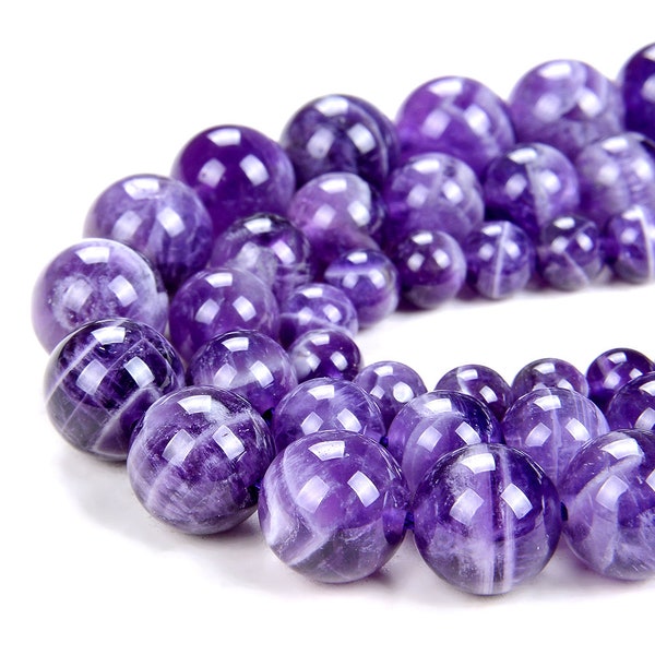 Dogtooth Chevron Amethyst Gemstone Round 6MM 8MM 10MM Loose Beads BULK LOT 1,2,6,12 and 50 (A297)