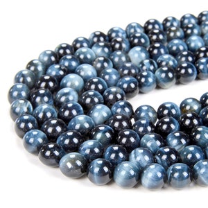 8mm Natural Blue Tiger Eye Gemstone Grade AAA Round Beads 15.5 inch Full Strand BULK LOT 1,2,6,12 and 50 (80007395-A260)