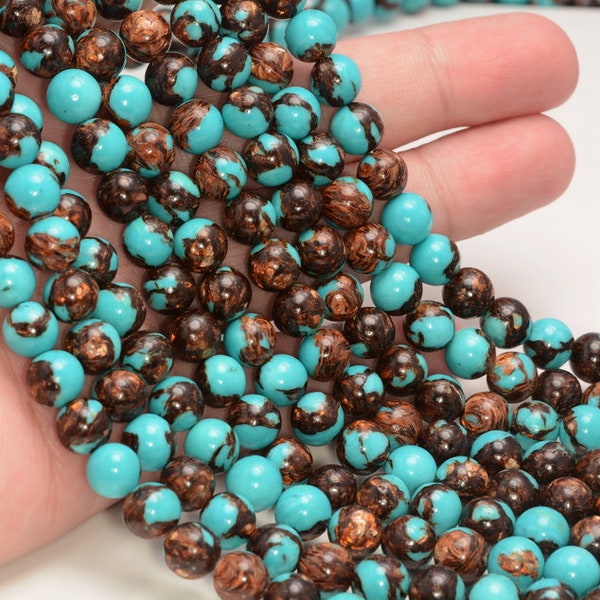 Bronzite Turquoise Gemstone 6mm 8mm 10mm Round Loose Beads (495)