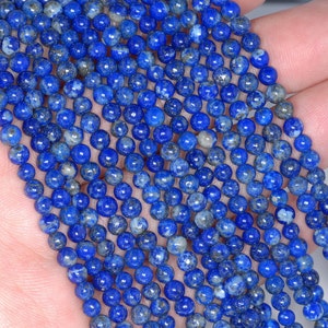 4MM Azura Lapis Lazuli Gemstones Grade Round 4MM Loose Beads 15.5 inch Full Strand (90113019-126A)