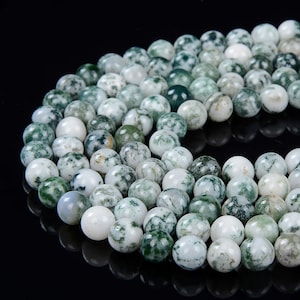 Natural Green Tree Agate Gemstone Grade AAA Round 6MM 8MM Loose Beads BULK LOT 1,2,6,12 and 50 (D26)