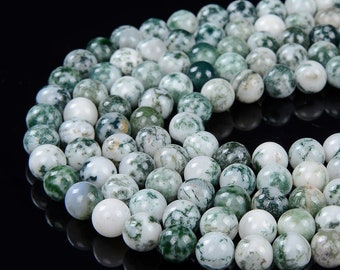 Natural Green Tree Agate Gemstone Grade AAA Round 6MM 8MM Loose Beads BULK LOT 1,2,6,12 and 50 (D26)