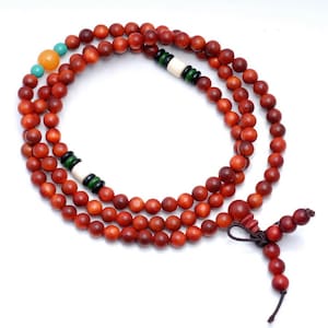108PCS 6mm Natural Dragon Bloodwood Red Agathis Alba / Raja kayu King Prayer Buddha Mala Meditation Beads Round Loose Beads (80002380-W2)