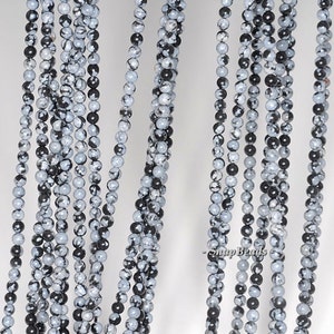 2MM Cristobalite Snowflake Obsidian Gemstone Round 2MM Loose Beads 16 inch Full Strand LOT 1,2,6,12 and 50 (90113938-107 - 2mm A)