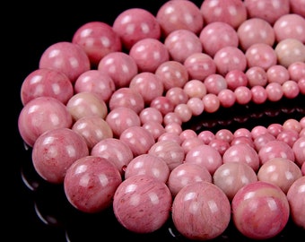 Genuine Natural Haitian Flower Rhodonite Gemstone Grade AA Round 4mm 6mm 8mm 10mm Loose Beads 15 inch Full Strand BULK LOT 1,2,6,12 and 50