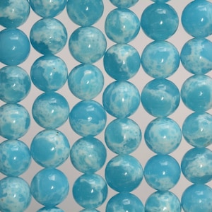 Larimar Quartz Gemstone Synthetic Larimar Grade AAA Sky Blue 4mm 6mm 8mm 10mm 12mm Round Loose Beads BULK LOT 1,2,6,12 and 50 A234 image 1