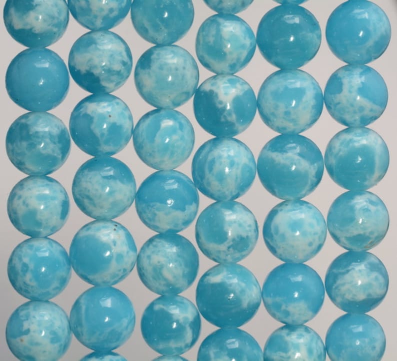 Larimar Quartz Gemstone Synthetic Larimar Grade AAA Sky Blue 4mm 6mm 8mm 10mm 12mm Round Loose Beads BULK LOT 1,2,6,12 and 50 A234 image 1