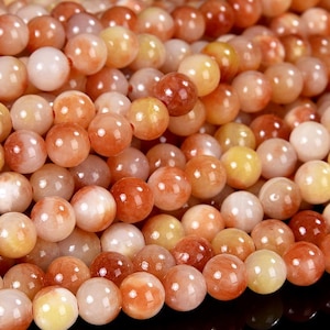 Orange Yellow  Jade Gemstone Round 4MM 6MM 8MM 10MM Loose Beads BULK LOT 1,2,6,12 and 50 (D567)