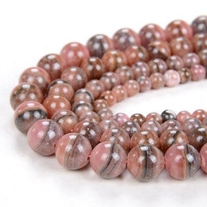 Natural Argentina Rhodochrosite Gemstone Grade AA Round 4MM 5MM 6MM 7MM 8MM 9MM Beads BULK LOT 1,2,6,12 and 50 (D63)