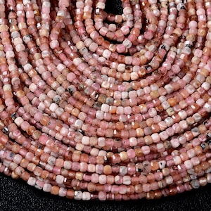 2MM Natural Argentina Rhodochrosite Gemstone Grade AA Micro Faceted Diamond Cut Cube Loose Beads BULK LOT 1,2,6,12 and 50 (P39)
