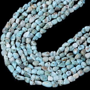 8-15MM Natural Larimar Gemstone Pebble Nugget Loose Beads BULK LOT 1,2,6,12 and 50 (D186)
