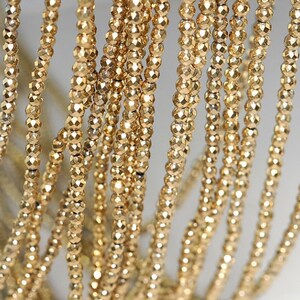 2mm 18K Gold Hematite Gemstone Faceted Round Loose Beads 15.5 image 3