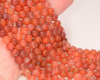Genuine Natural Red Carnelian Agate Gemstone Grade AAA 5mm 6mm 7mm 8mm Round Loose Beads (479)