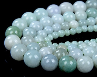 Natural Burma Green Jade Gemstone Grade AAA Round 6MM 8MM  Loose Beads BULK LOT 1,2,6,12 and 50 (D21)