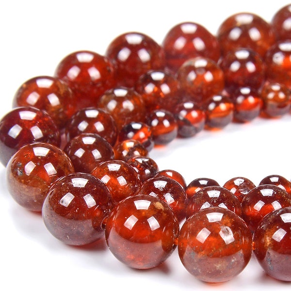 Natural Hessonite Garnet Gemstone Grade AAA Round 3MM 4MM 5MM 6MM 7MM 8MM 9MM Loose Beads BULK LOT 1,2,6,12 and 50 (D297)