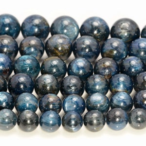 Kyanite Gemstone Blue Black Grade A 6mm 8mm 9mm 10mm 11mm 12mm 13mm 14mm 15mm Round Loose Beads Half Strand A217 image 2