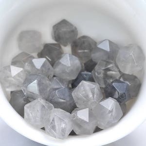 6MM Grey Crystal Quartz Beads Star Cut Faceted Grade AAA Genuine Natural Gemstone Loose Beads 14.5&quot; LOT 1,3,5,10 and 50 (80005174-M17)