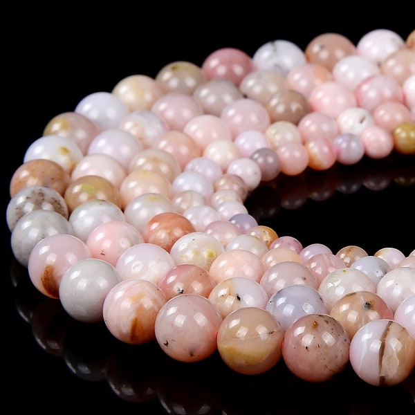 Natural Peruvian Pink Opal Gemstone Grade AA Round 4MM 5MM 6MM 7MM 8MM Loose Beads BULK LOT 1,2,6,12 and 50 (D450)