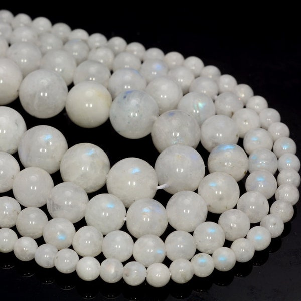 SALE !!! Genuine Rainbow Moonstone Gemstone Indian Grade AA 4-5mm 5-6mm 6-7mm 7-8mm 8-9mm 9-10mm Round Loose Beads Full Strand (500)