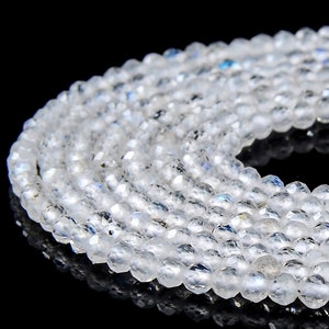 Natural Rainbow Moonstone Gemstone Grade AAA 2MM Micro Faceted Round Beads 15 inch Full Strand BULK LOT 1,2,6,12 and 50 (80018199-P95)