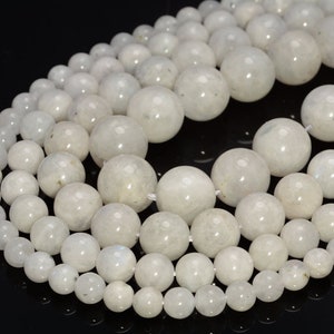 SALE !!! Genuine Rainbow Moonstone Gemstone Indian Grade A 6mm 8mm 10mm 12mm Round Loose Beads Full Strand (A219)