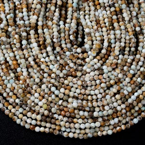 Natural Larimar White Brown Gemstone Micro Faceted Round 2MM 3MM 4MM Loose Beads 15.5 inch Full Strand BULK LOT 1,2,6,12 and 50 (P28)
