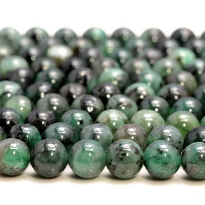 Genuine 100% Natural Colombia Emerald Gemstone Green Grade AA 3mm 4mm 5mm 6mm 8mm Round Loose Beads (A244)