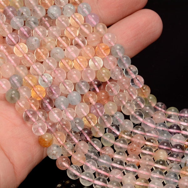 6mm Beryl Morganite Gemstone Grade AAA Multicolor Round Loose Beads 15.5 inch Full Strand LOT 1,2,6,12 and 50 (80005650-472)