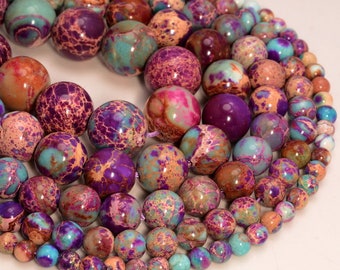 Galaxy Sea Sediment Imperial Jasper Gemstone Purple Pink Round 4mm 6mm 8mm 10mm Loose Beads 15 inch Full Strand LOT 1,2,6,12 and 50
