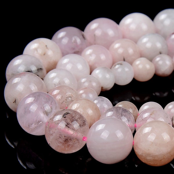 Natural Pink Morganite, Pink Beryl Gemstone Grade AA Round 6MM 7MM 8MM 10MM Loose Beads BULK LOT 1,2,6,12 and 50 (D374)