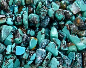 100% Natural Genuine Turquoise Blue Gemstone Pebble Nugget Chip 6-10MM Beads (D86)