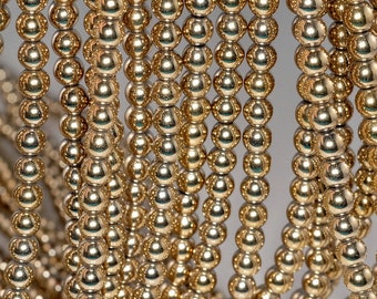 4mm 18K Gold Hematite Gemstone 18K Gold 4mm Round Loose Beads 15.5 inch Full Strand BULK LOT 1,2,6,12 and 50 (80002971-396)