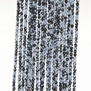 3mm Snowflake Obsidian Gemstone Grade A Faceted Round 3mm Loose Beads 15.5 inch Full Strand LOT 1,2,6,12 and 50 (90181617-107-3g)