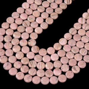 Natural Argentina Rhodochrosite Gemstone Grade A Flat Round Button 14MM 18MM 25MM Loose Beads  (D352)