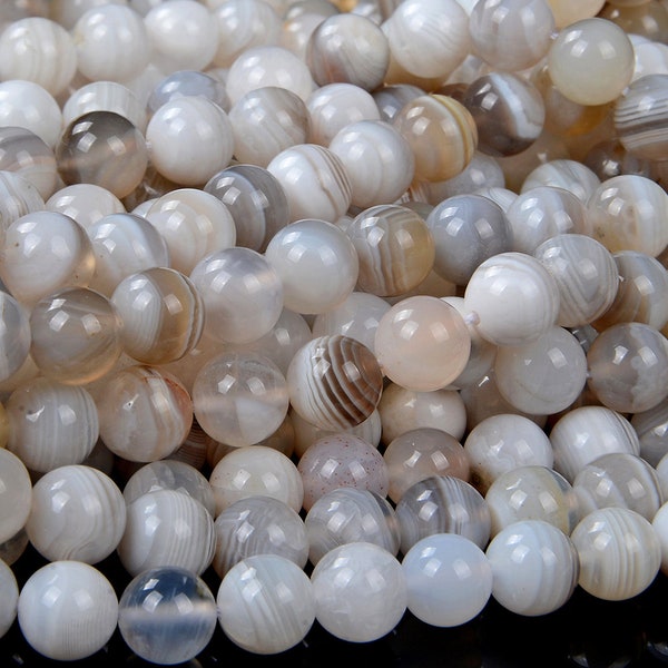 Natural Botswana Agate White Gemstone Grade AAA Round 6MM 8MM 10MM Loose Beads BULK LOT 1,2,6,12 and 50 (D99)