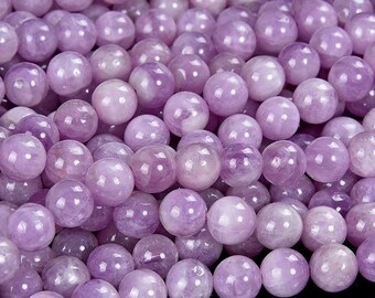 Natural Kunzite Gemstone Grade AAA Round 5MM 6MM 7MM 8MM 9MM 10MM 11MM 12MM 13MM Loose Beads 7.5 Inch Half Strand (D526)