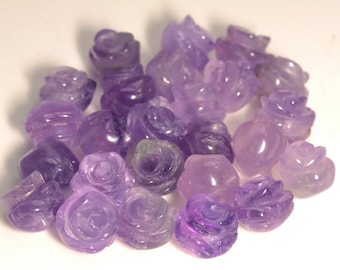 8MM Lavender Amethyst Gemstone Carved Flower Beads BULK LOT 5,10,20,30,50 (90187239-002)