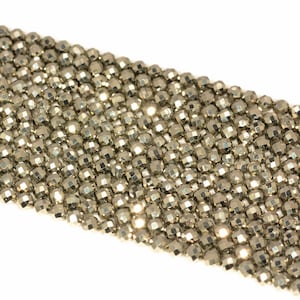 2mm Palazzo Iron Pyrite Gemstone Grade AAA Faceted Round 2mm Loose Beads 15 inch Full StrandLOT 1,2,6,12 and 50 (90183465-147)