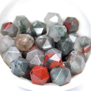 10MM African Blood Stone Beads Star Cut Faceted Grade AAA Genuine Natural Gemstone Loose Beads 14.5&quot; LOT 1,3,5,10 and 50 (80005154-M16)