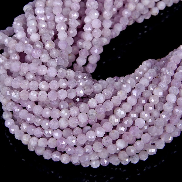 Natural Kunzite Gemstone Violet Purple Grade AA 2mm 3mm 4mm Micro Faceted Round Loose Beads 15.5 inch Full Strand  BULK LOT 1,2,6,12 and 50