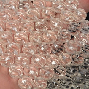 10mm White Rock Crystal Quartz Gemstone Grade AAA Carved Round Twist Beads 15.5 inch Full Strand BULK LOT 1,2,6,12 and 50 (90187637-698)
