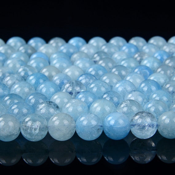 Beryl Aquamarine Gemstone Sky Blue Grade AAA Round 7MM 8MM 9MM 10MM 11MM 12MM 13MM Loose Beads D110