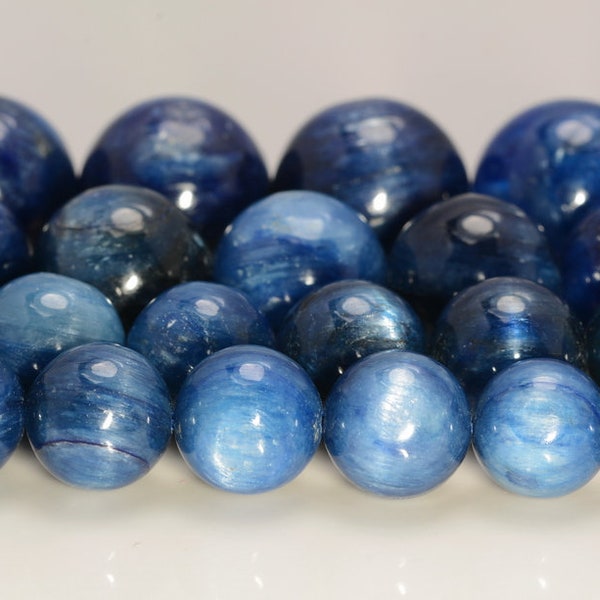 Kyanite Gemstone Blue Grade AA 6mm 8mm 9mm 10mm 11mm 12mm 13mm 14mm Round Loose Beads Half Strand (A218)