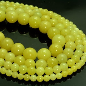 Natural Lemon Jade Gemstone Grade Aaa Round 4mm 6mm 8mm 10mm Loose Beads Full Strand BULK LOT 1,2,6,12 and 50 (A257)