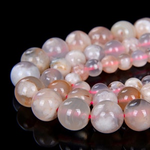 Cherry Sakura Agate Gemstone Grade AAA Round 6MM 8MM 10MM Loose Beads BULK LOT 1,2,6,12 and 50 (D14)