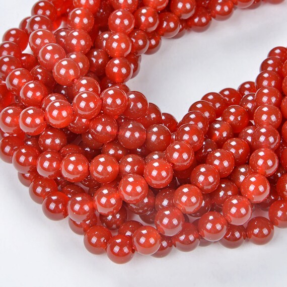 35 Ciondoli In Agata Corniola Rossa Naturale 10mm Per Creare Gioielli, Bracciali, Colline, Fai Da Te