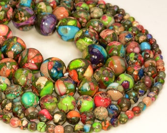 Rainbow Imperial Jasper Gemstone Grade AA 4mm 6mm 8mm 10mm Round Loose Beads 16 inch Full Strand LOT 1,2,6,12 y 50